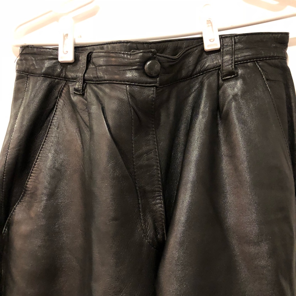 80s Black High Waisted Real Leather Pants Vintage 80s Almost Brand New